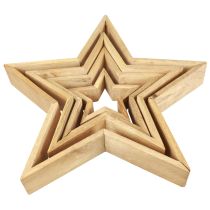 Wooden stars wooden decoration wooden decorative stars 16.5–46.5cm set of 4