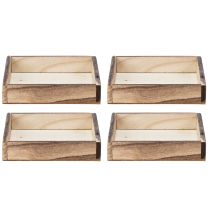 Product Wooden tray, rustic design, perfect for home or office decoration, 15cm, 4 pieces