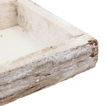 Product Wooden Tray with Bark Natural Whitewashed 59×20cm 2pcs