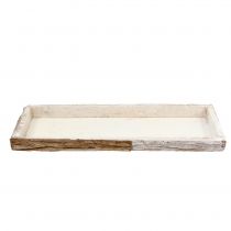 Product Wooden Tray with Bark Natural Whitewashed 59×20cm 2pcs