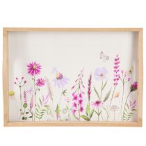 Product Wooden tray Flowers and butterflies Rectangular 35×25cm