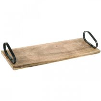 Product Wooden tray, decorative tray with metal handles, table decoration L44cm