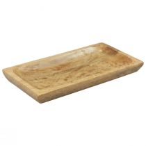 Wooden tray rectangular natural mango wood 25x13x2.5cm