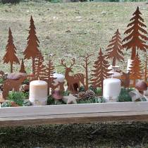 Wood tray forest with animals 50cm x 17cm