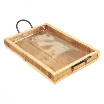 Product Wooden tray with handles decorative tray natural black 35×22.5cm