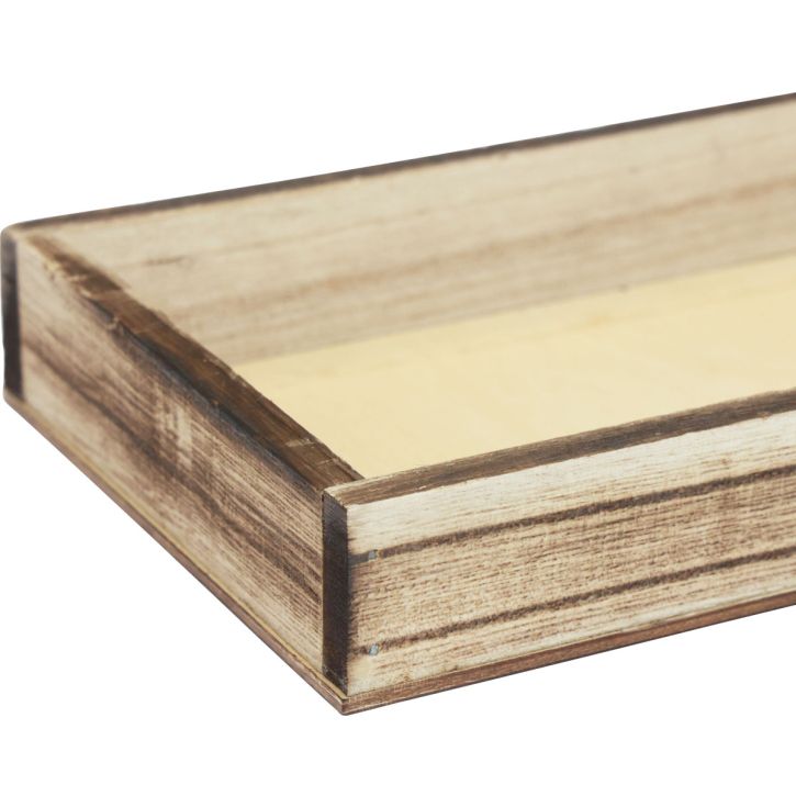 Product Flamed wooden tray, decorative tray, rustic table decoration, 24×12×3cm