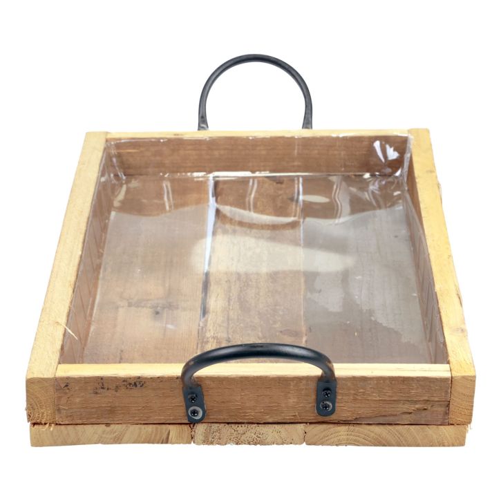 Product Wooden tray with handles decorative tray natural black 40×27.5×5cm