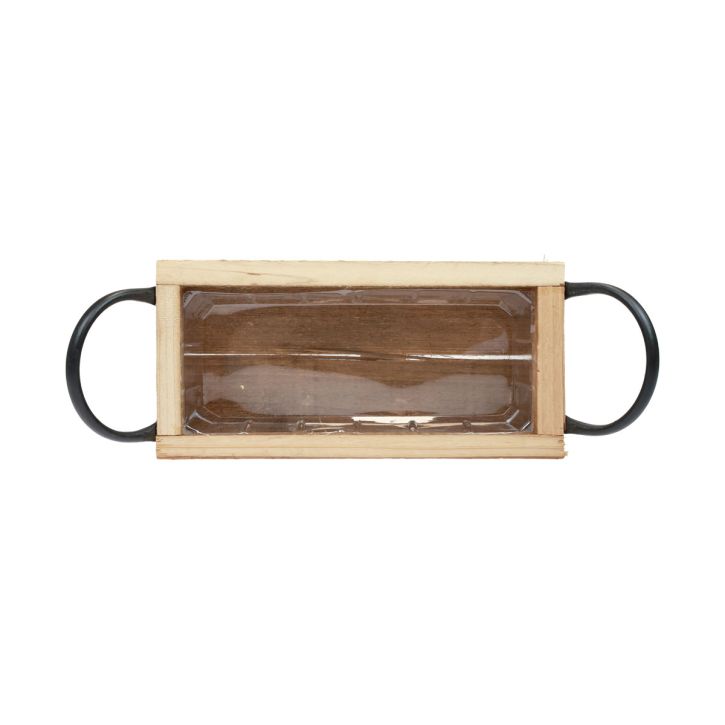 Product Wooden tray with handles decorative tray natural black 25×12.5×5cm