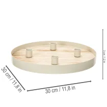Product Round Wooden Candle Tray for Four Taper Candles, 30cm