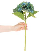Product Artificial Hydrangea Stem Blue and Green 53cm