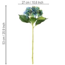 Product Artificial Hydrangea Stem Blue and Green 53cm
