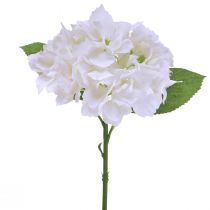 Hydrangea Artificial White Real Touch Flowers 33cm