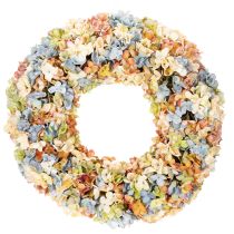 Product Künstlicher Hydrangea-Kranz, bunt, 55 cm, Kunststoff und künstlicher Seidenstoff, Tür- und Wanddekoration