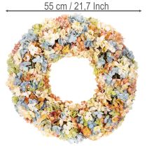 Product Künstlicher Hydrangea-Kranz, bunt, 55 cm, Kunststoff und künstlicher Seidenstoff, Tür- und Wanddekoration