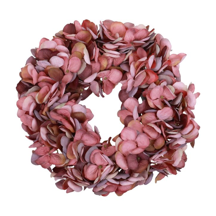 Product Artificial flowers decoration hydrangea wreath artificial old pink Ø26cm
