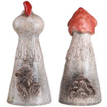 Product Ceramic Decoration Chickens Easter Rooster and Hen H20/22cm 2 pcs