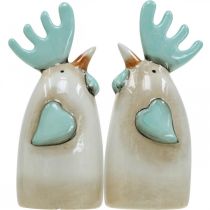 Product Ceramic Rooster Kitchen Decoration Chicken White Blue Brown H14.5cm 2 pcs
