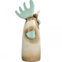 Product Ceramic Rooster Kitchen Decoration Chicken Light Blue Brown H23cm 2 Pcs