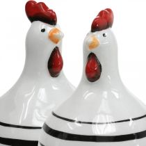 Product Decorative chicken ceramic white with black stripes round Ø 7cm H11cm 3pcs