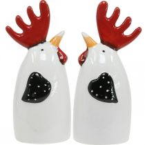 Product Ceramic Chicken Red White Rooster Table Decoration 7×6×15cm 2 pcs