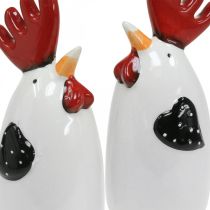 Product Ceramic Chicken Red White Rooster Table Decoration 7×6×15cm 2pcs