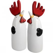 Product Ceramic Rooster Kitchen Decoration Chicken White H23cm 2pcs