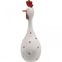 Decorative chicken wood white with dots Easter figure Ø7cm H20cm