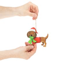 Product Christmas Dog Ornaments, Set of 2, Metal, 12cm - Dog with Scarf & Hat