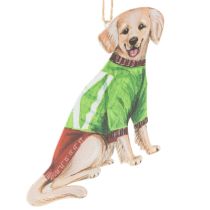 Product Christmas Dog Ornaments, Set of 2, Metal, 12cm - Dog with Scarf & Hat
