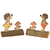 Product Hedgehog with mushrooms autumn figure wooden hedgehog yellow/orange H11cm set of 6
