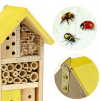 Product Insect hotel yellow wood insect house garden nesting box H26cm