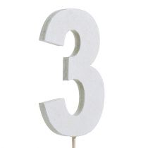 Product Anniversary number "3" on the staff white L27cm 10pcs