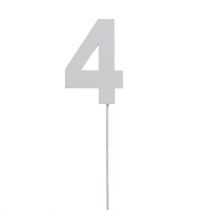 Product Anniversary number "4" on the staff white L27cm 10pcs