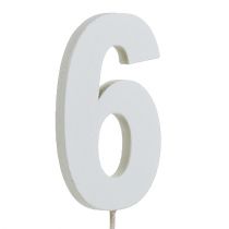 Anniversary number "6" on the staff white L27cm 10pcs