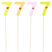 Product Anniversary number "7" on stick Colorful number plugs 7.5cm 16 pcs