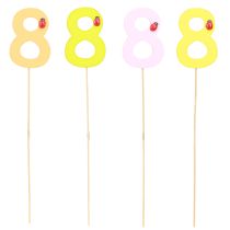Product Anniversary number "8" Colorful number plug wood 7.5cm 16 pcs