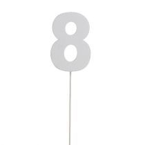 Product Anniversary number "8" on the staff white L27cm 10pcs