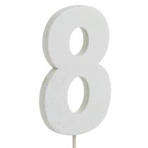 Anniversary number "8" on the staff white L27cm 10pcs