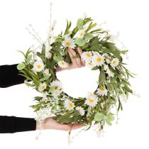 Product Artificial daisy wreath, natural look and durable, for door and wall decoration, 55cm