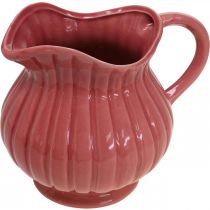 Decorative vase jug with handle ceramic white/pink/red H14.5cm 3pcs