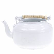 Product Decorative teapot, planter, metal, white, shabby chic, Ø8.6cm, H16cm, vintage decorative flower pot