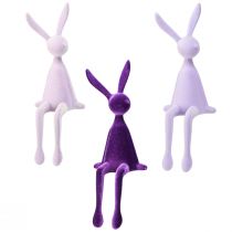 Product Shelf sitter rabbit Easter bunny flocked lilac 36cm 3 pcs