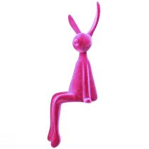 Product Shelf sitter rabbit, flocked, sitting Easter bunny, pink, 56cm