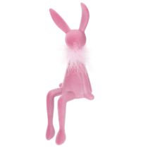 Product Easter bunny figurine with feather boa, shelf sitter, decorative Easter figure, 27cm, 2 pieces