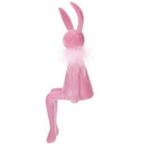 Product Easter bunny figurine with feather boa, shelf sitter, decorative Easter figure, 27cm, 2 pieces