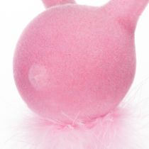 Product Easter bunny decoration, shelf sitter with feather boa for sideboard or shelf, 36cm, 2 pieces