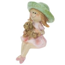 Product Shelf sitter Smiling girl with dog Ø4.5cm H9.5cm