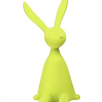Product Easter bunny sitting on a shelf, flocked, yellow-green, 56cm