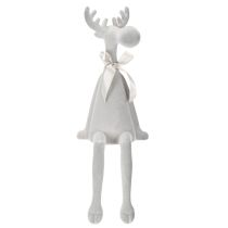 Product Reindeer Christmas Figure with Long Legs, Grey, 54cm, Flocked, Indoor Edge Decoration
