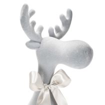 Product Beflocked Grey Elk Figurine with Bow, 80cm Sitting Edge Decoration